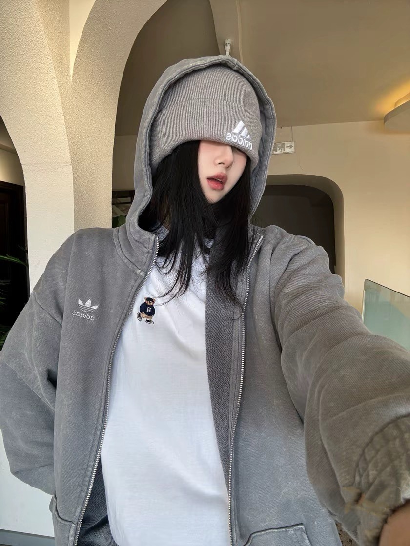 【預購 /現貨】Adidas Originals 三線 復古 水洗灰 連帽外套 復古灰 IY8039