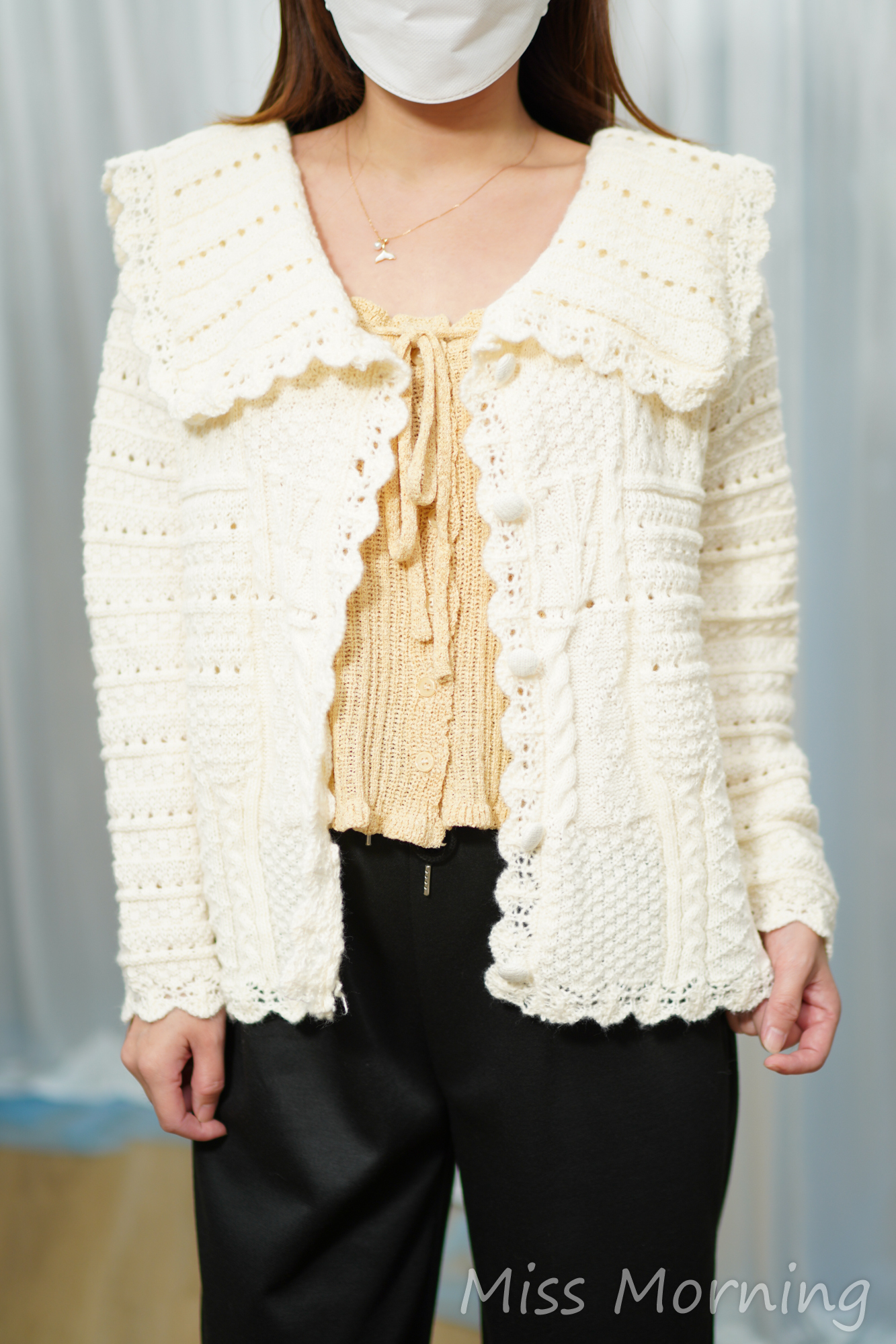 日系一點反領針織外套(14803)