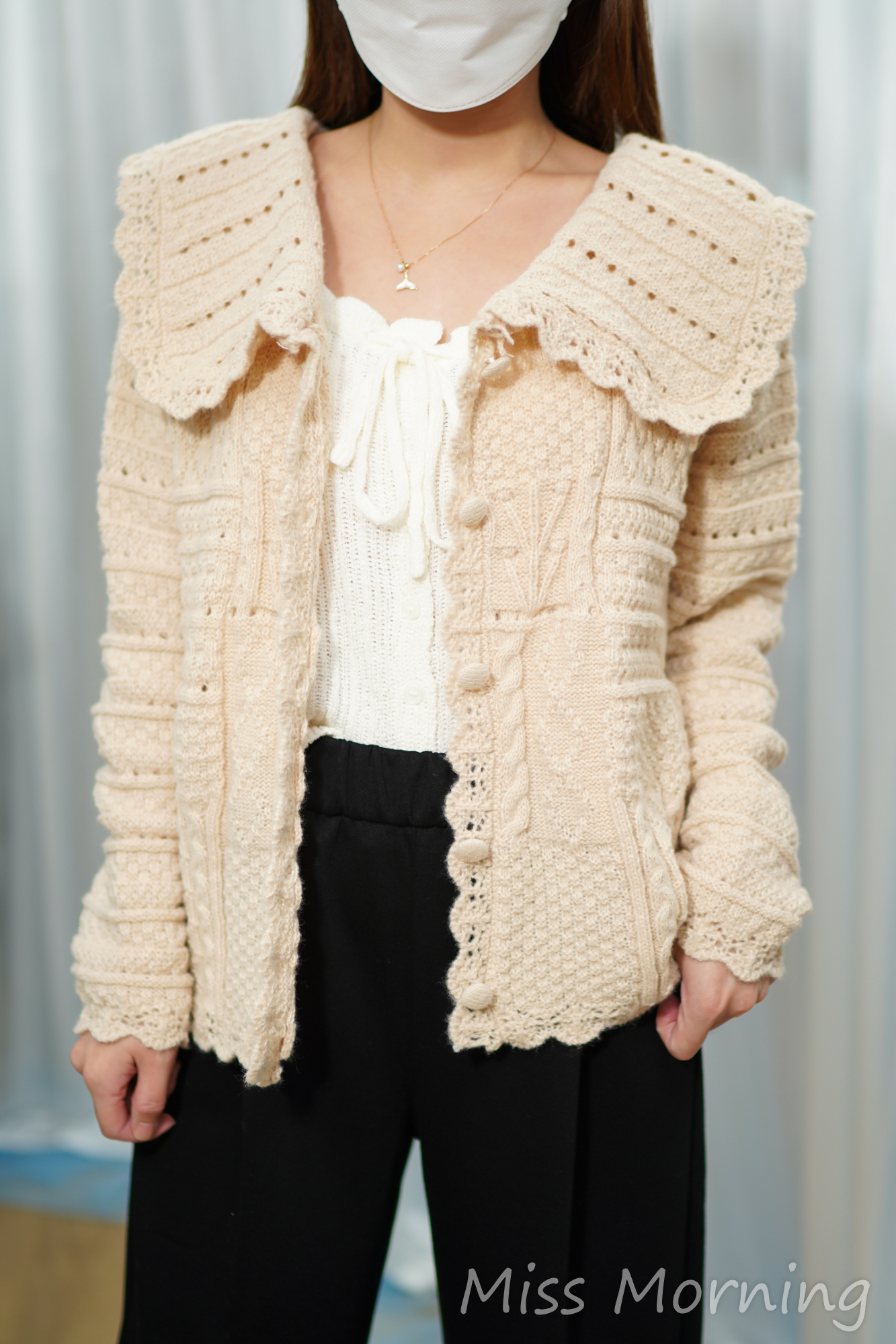 日系一點反領針織外套(14803)