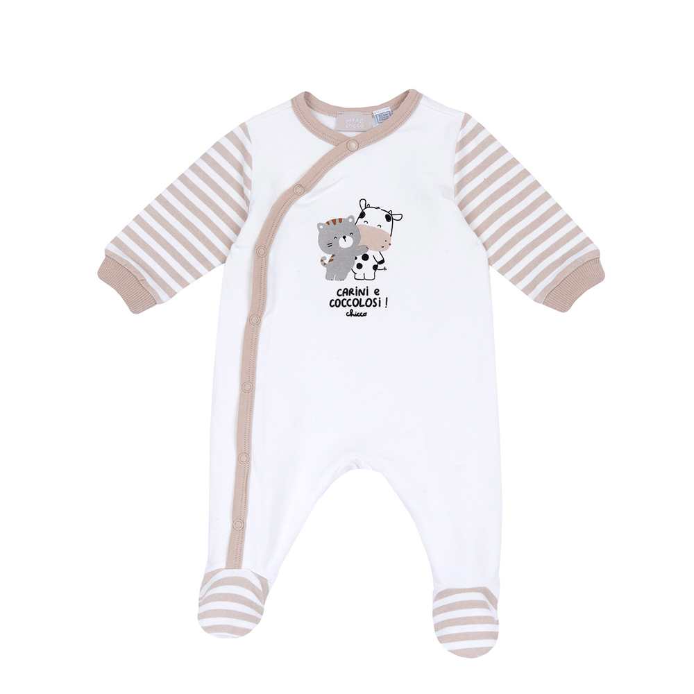 拿鐵小乳牛-剪接條紋前側開兔裝