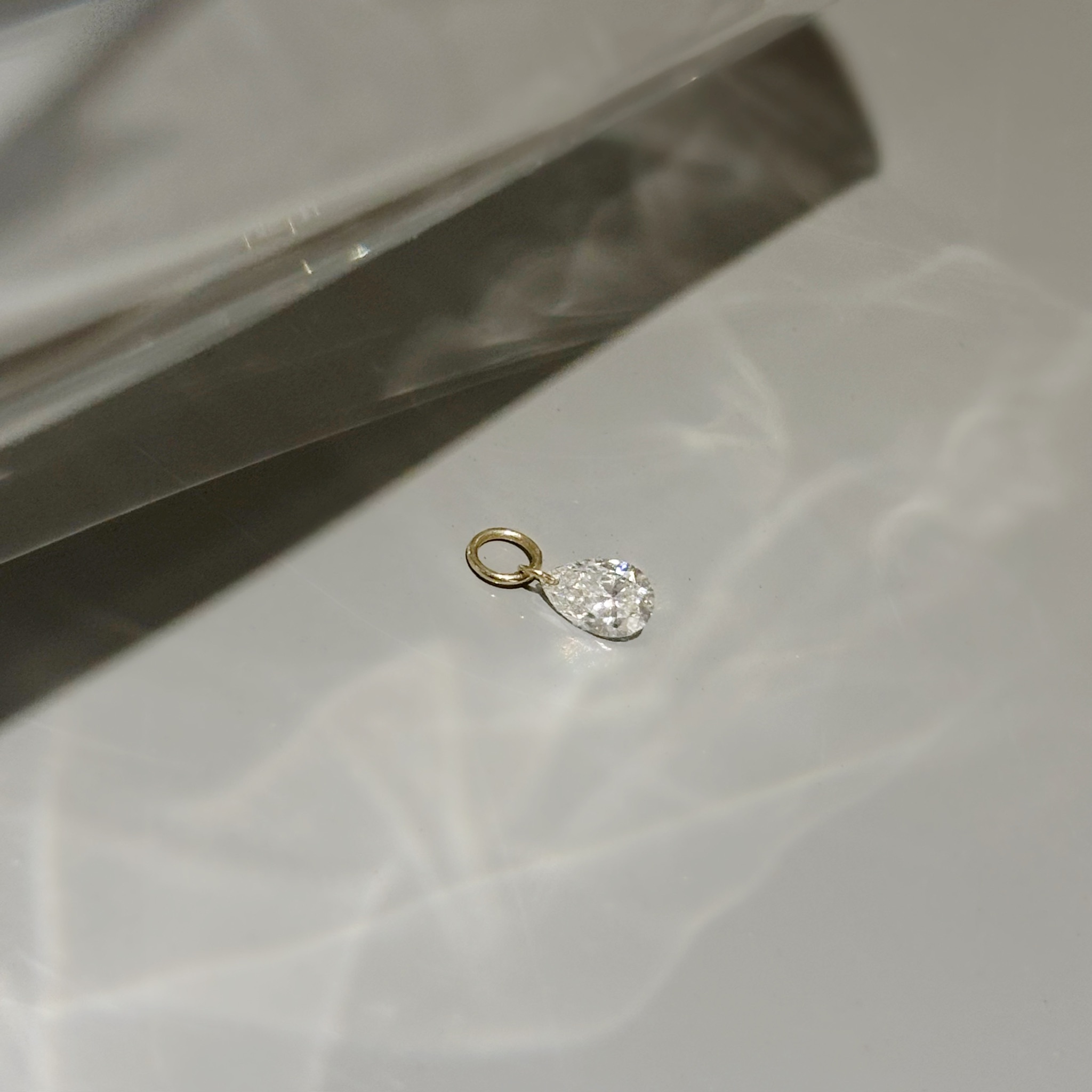 14K Floating水滴裸鑽耳墜