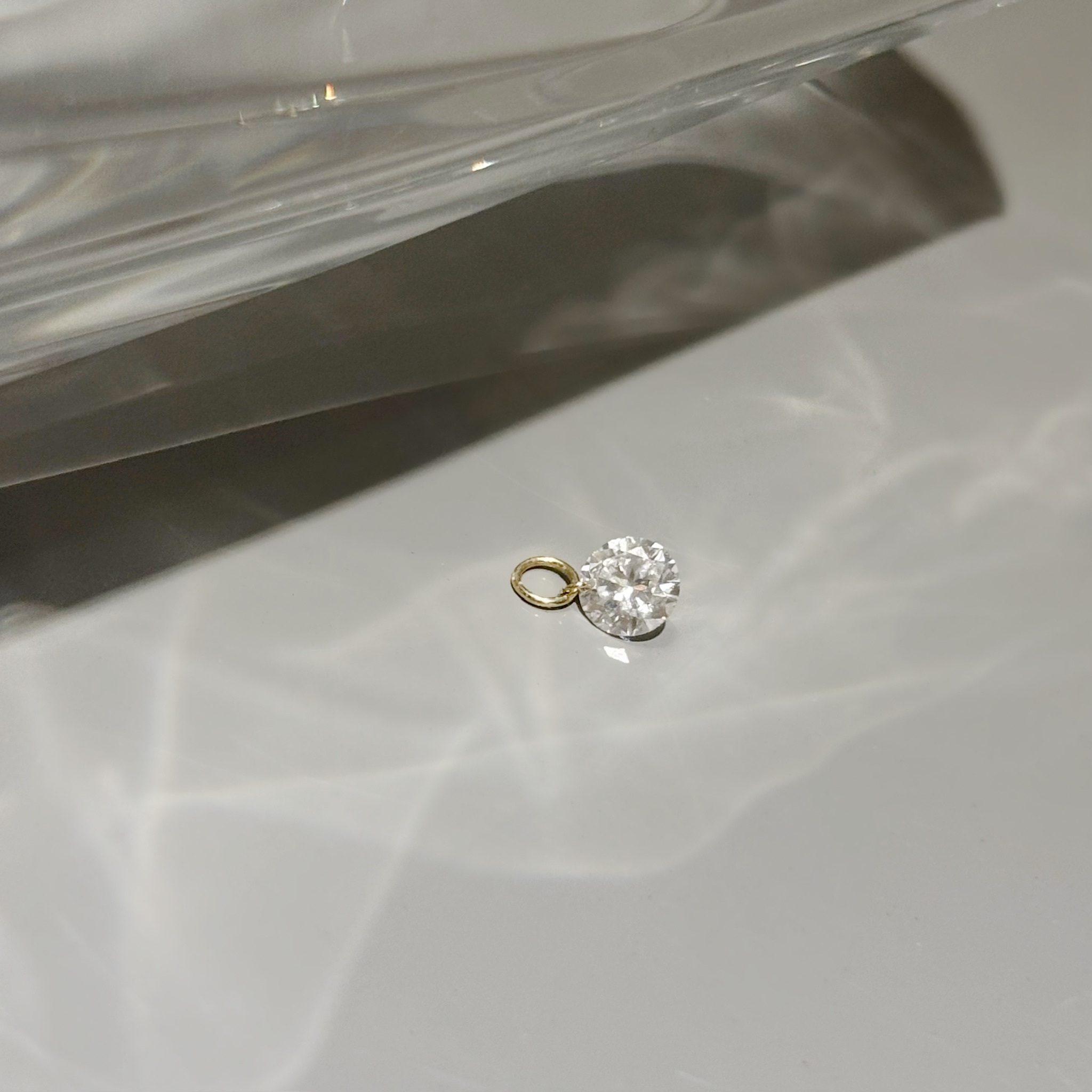 14K Floating圓裸鑽耳墜