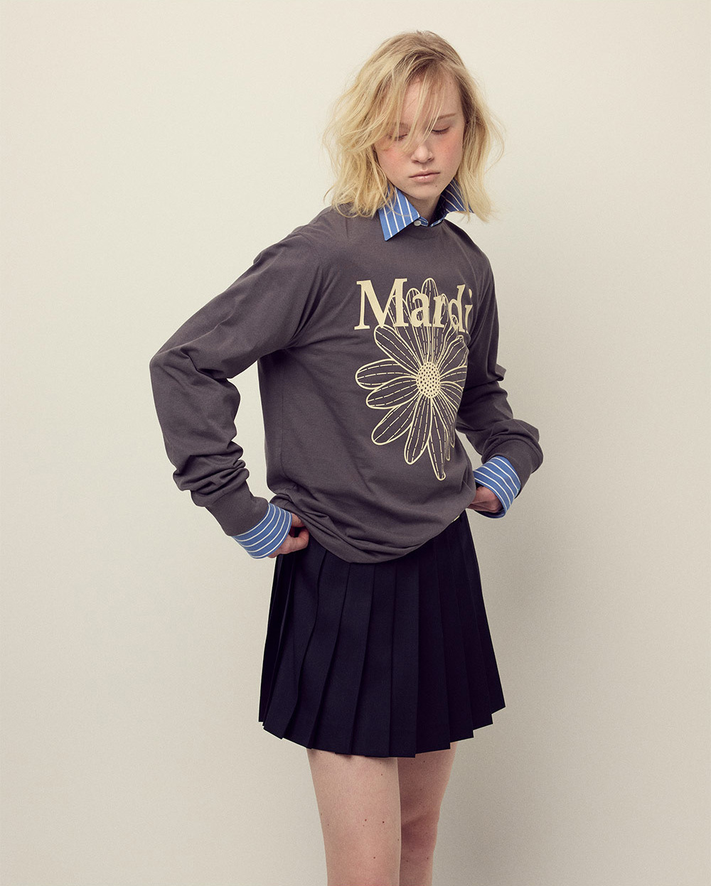 Mardi Mercredi | SHIRT LONG SLEEVE FLOWERMARDI_CHARCOAL CREAM