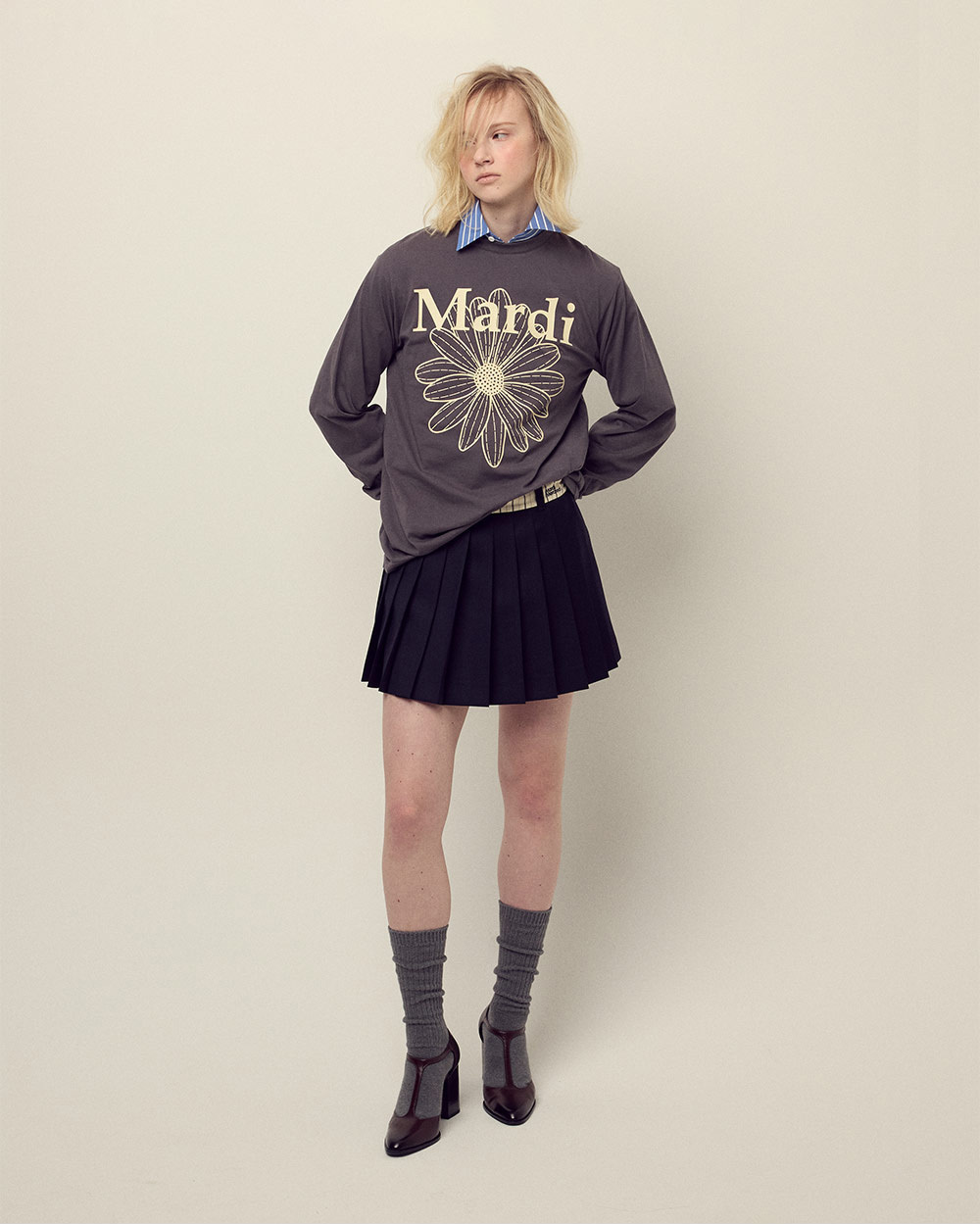 Mardi Mercredi | SHIRT LONG SLEEVE FLOWERMARDI_CHARCOAL CREAM