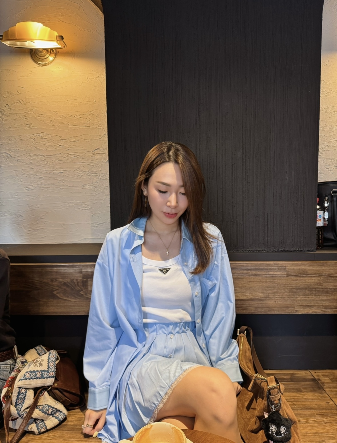 質感藍色幼條紋恤衫