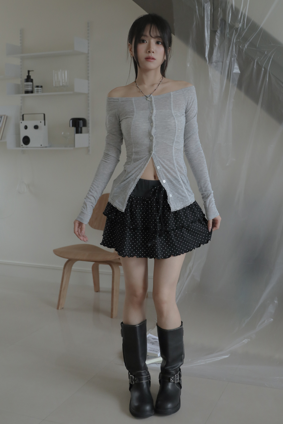 Dot Can-Can Skirt #短裙