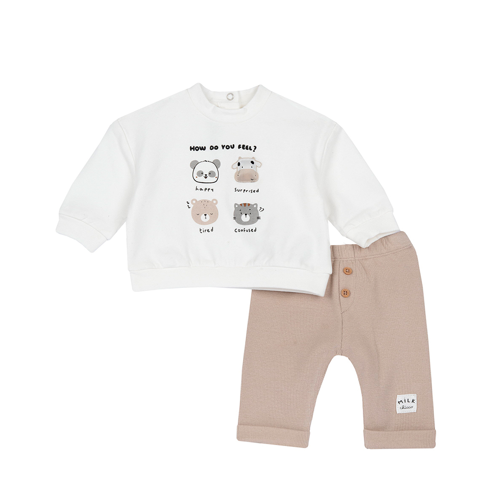 拿鐵小乳牛-印+立體動物長袖套裝