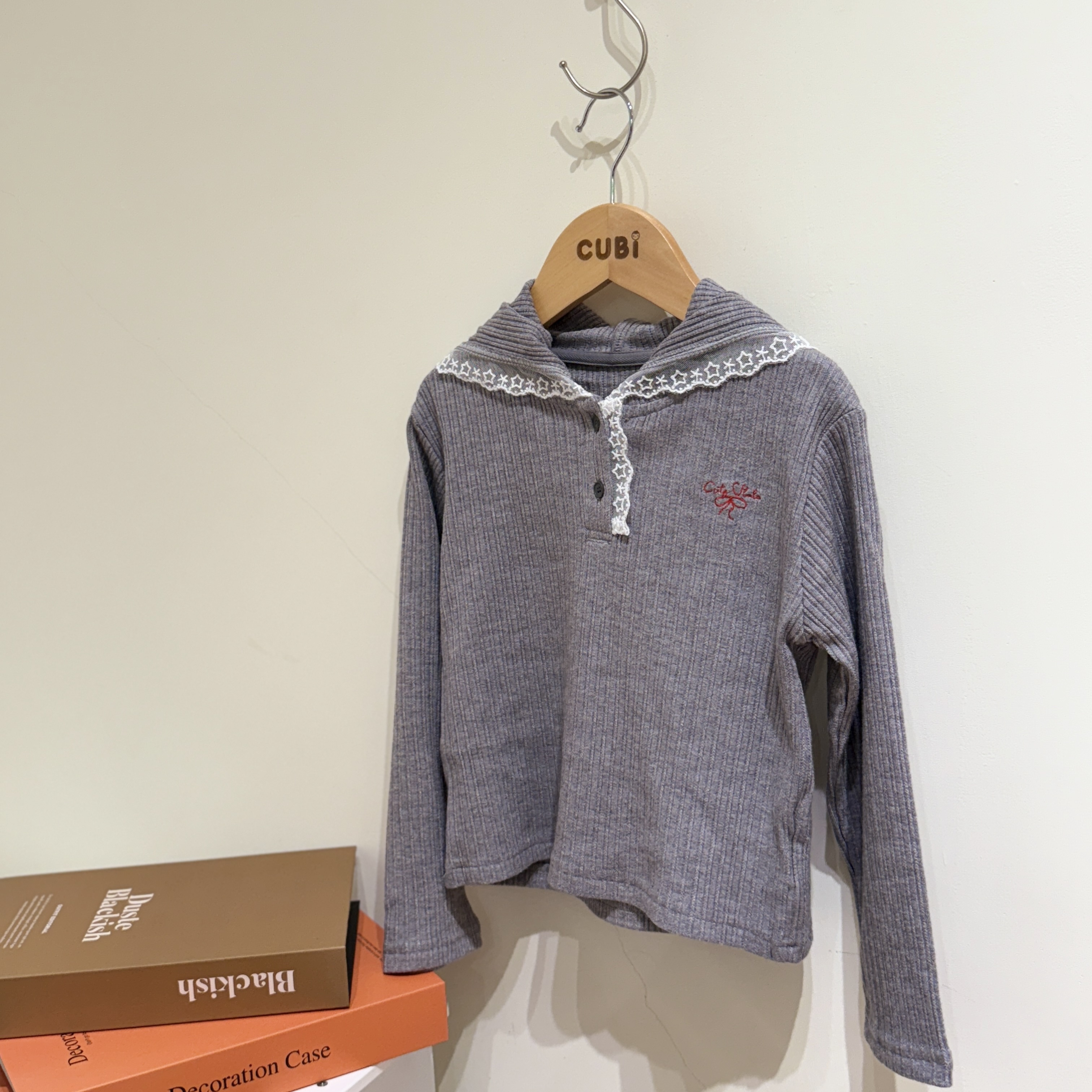 25秋 星星蕾絲連帽上衣