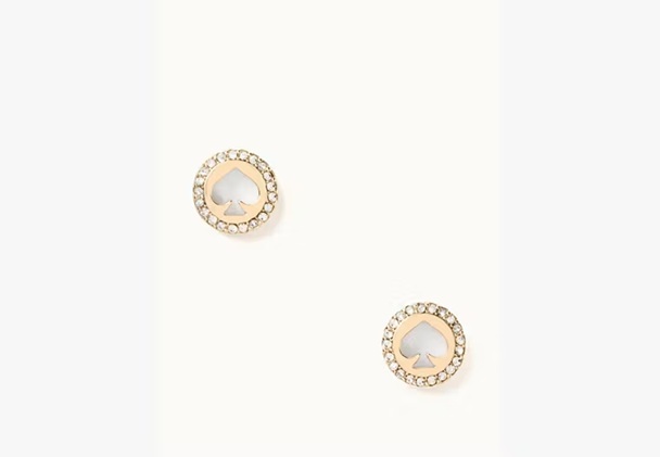 [S] KATE SPADE CLEAR/GOLD O0RU2605 SPOT THE SPADE EARRINGS, 98686710979 (SKS1674)