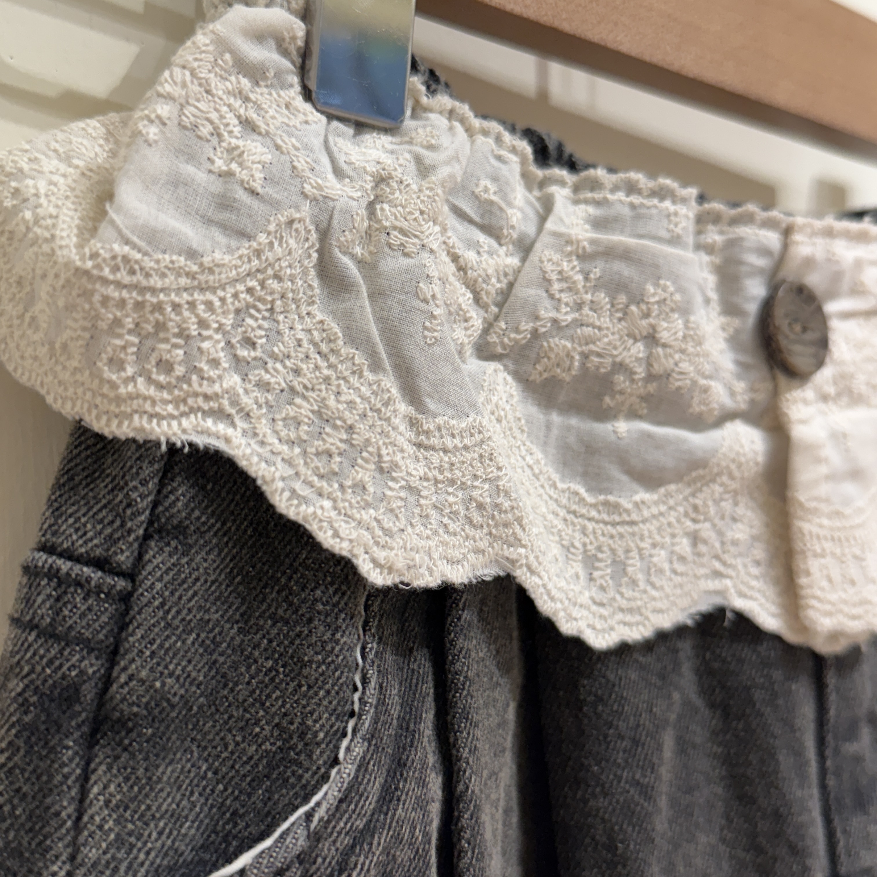 韓國 De Marvi - 25秋 蕾絲牛仔褲