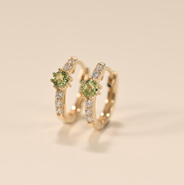 18K Peridot Diamond Earring