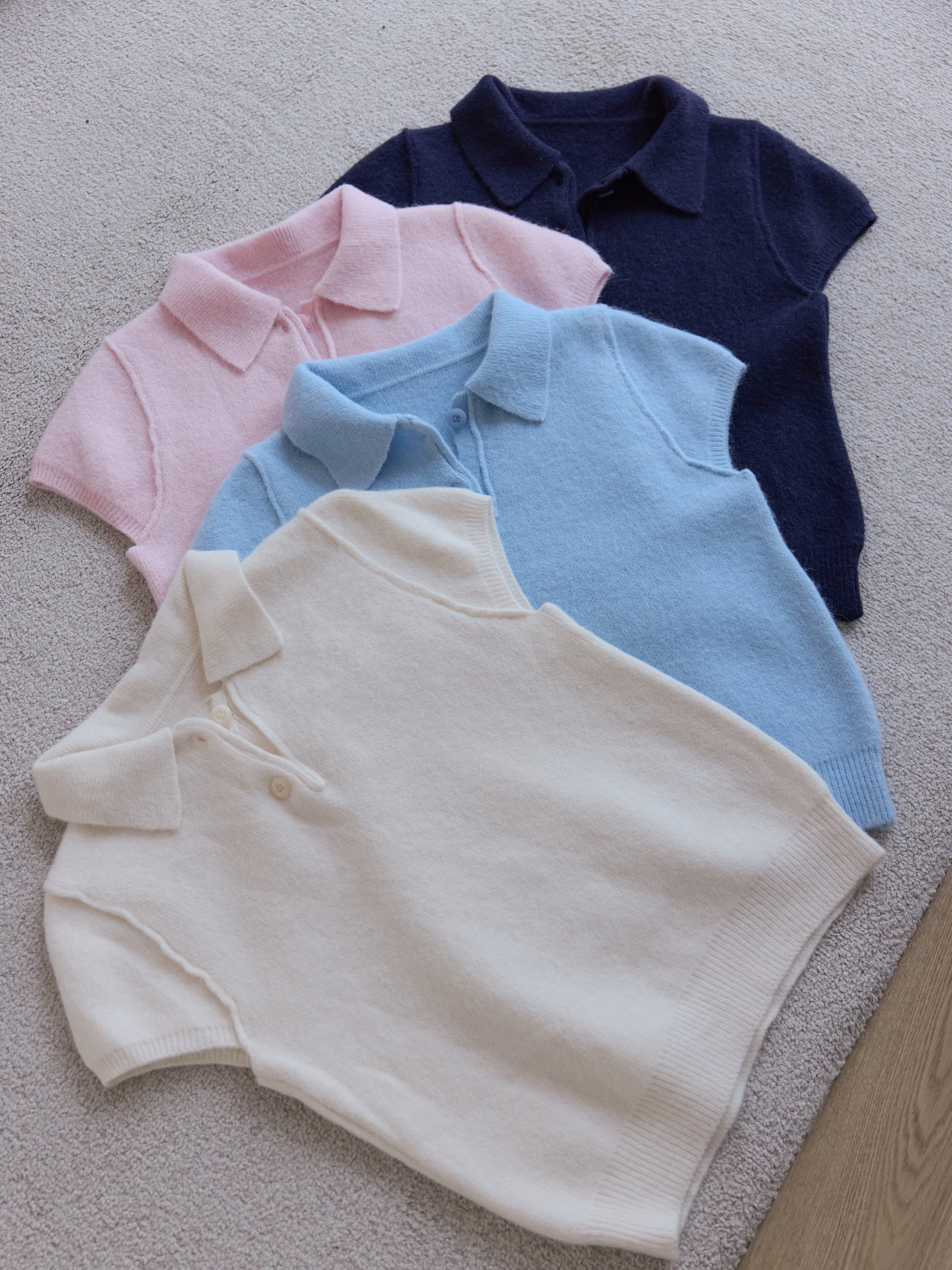 小領雙釦短針織衫