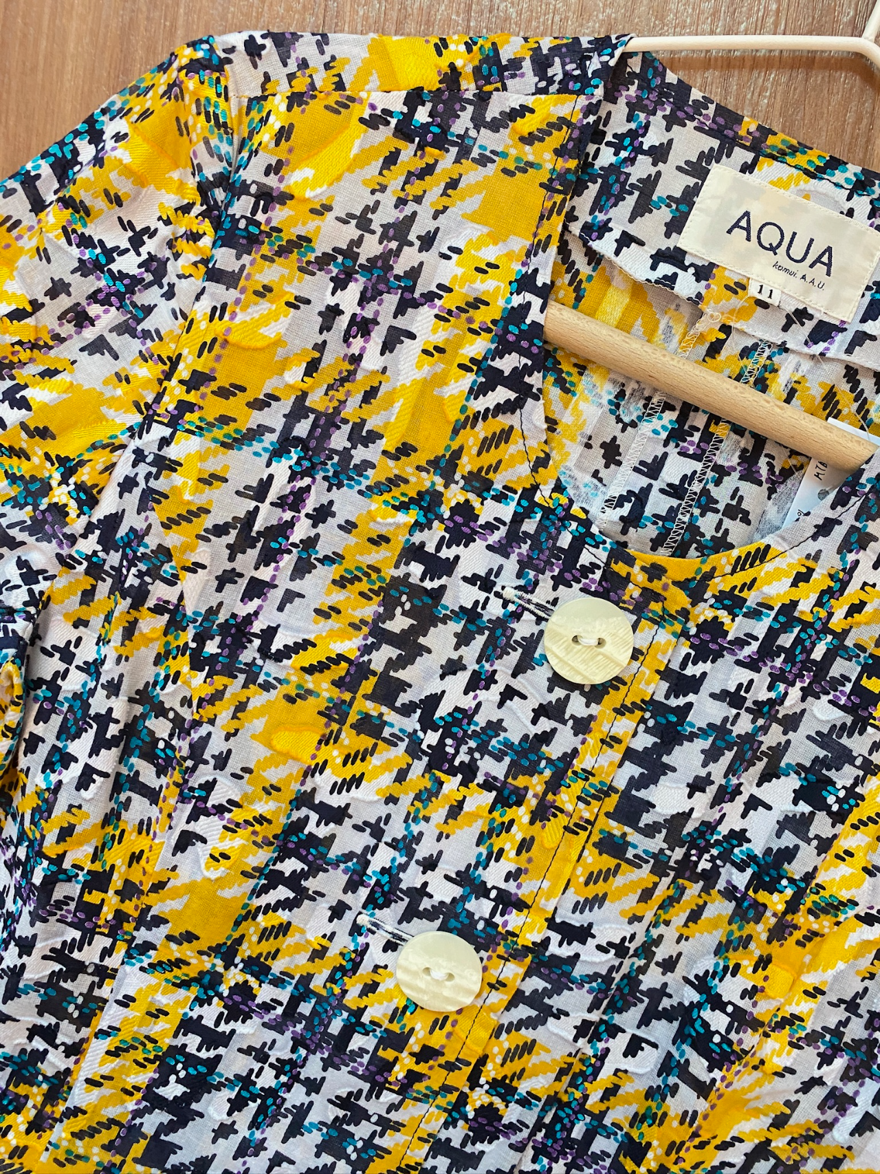 日本製黃藍格紋棉質上衣