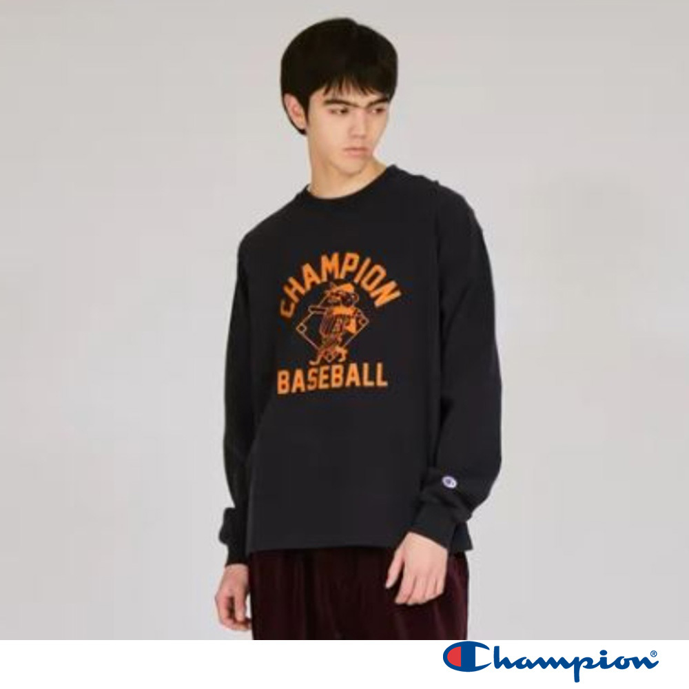 男款-CASUAL 寬版海狸印花長袖TEE-黑色（C3-C408-090）