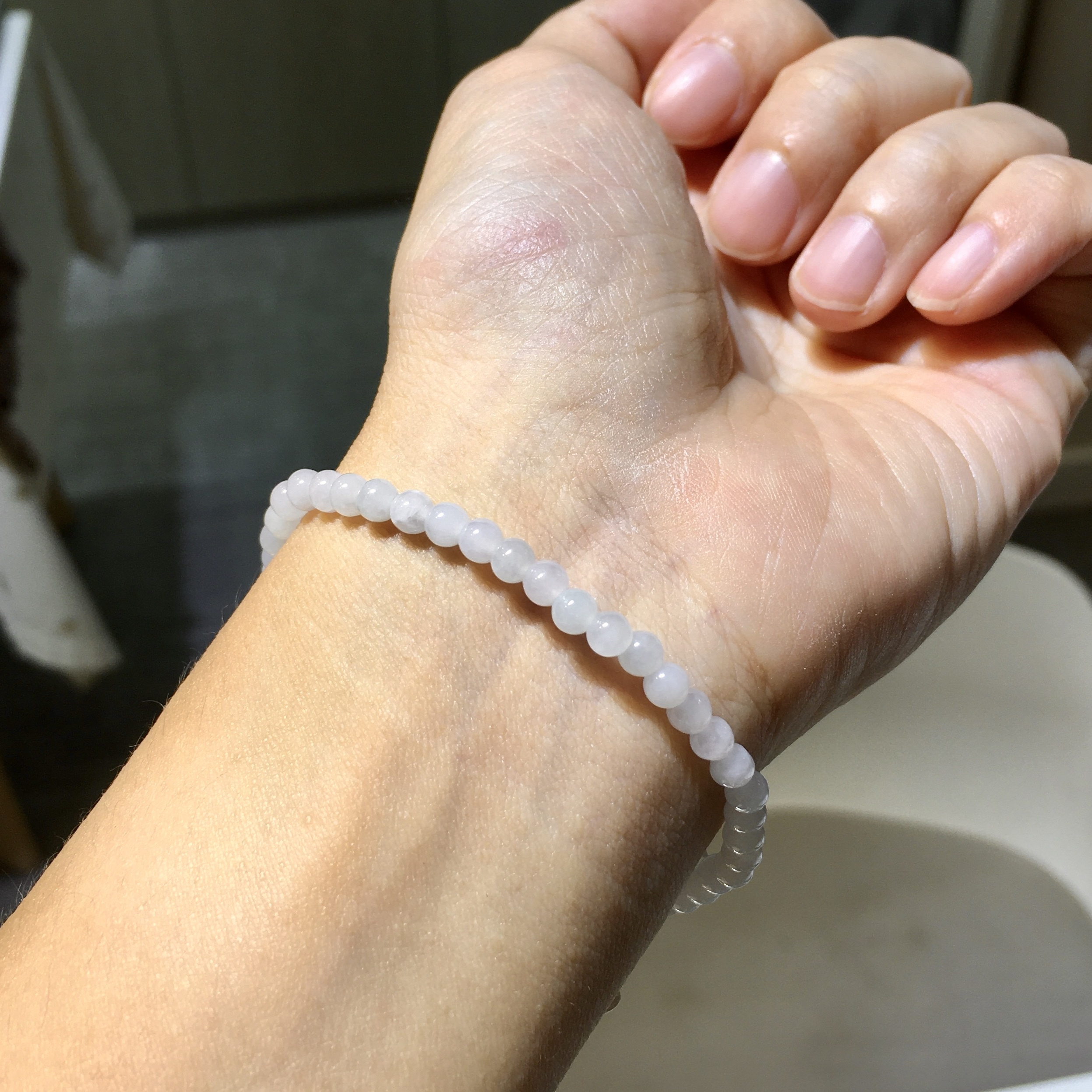 白玉翡翠手串 4mm (003)