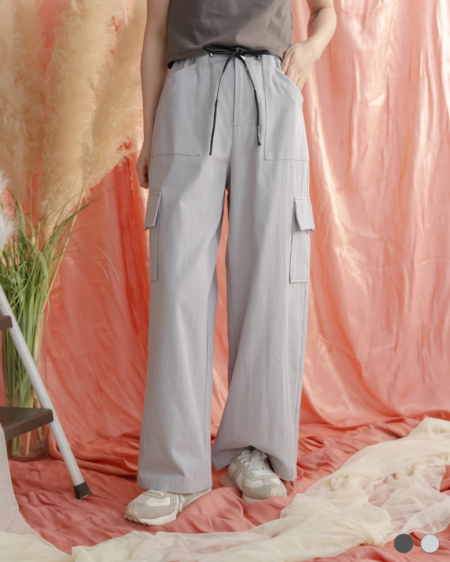 多口袋抽繩工裝褲