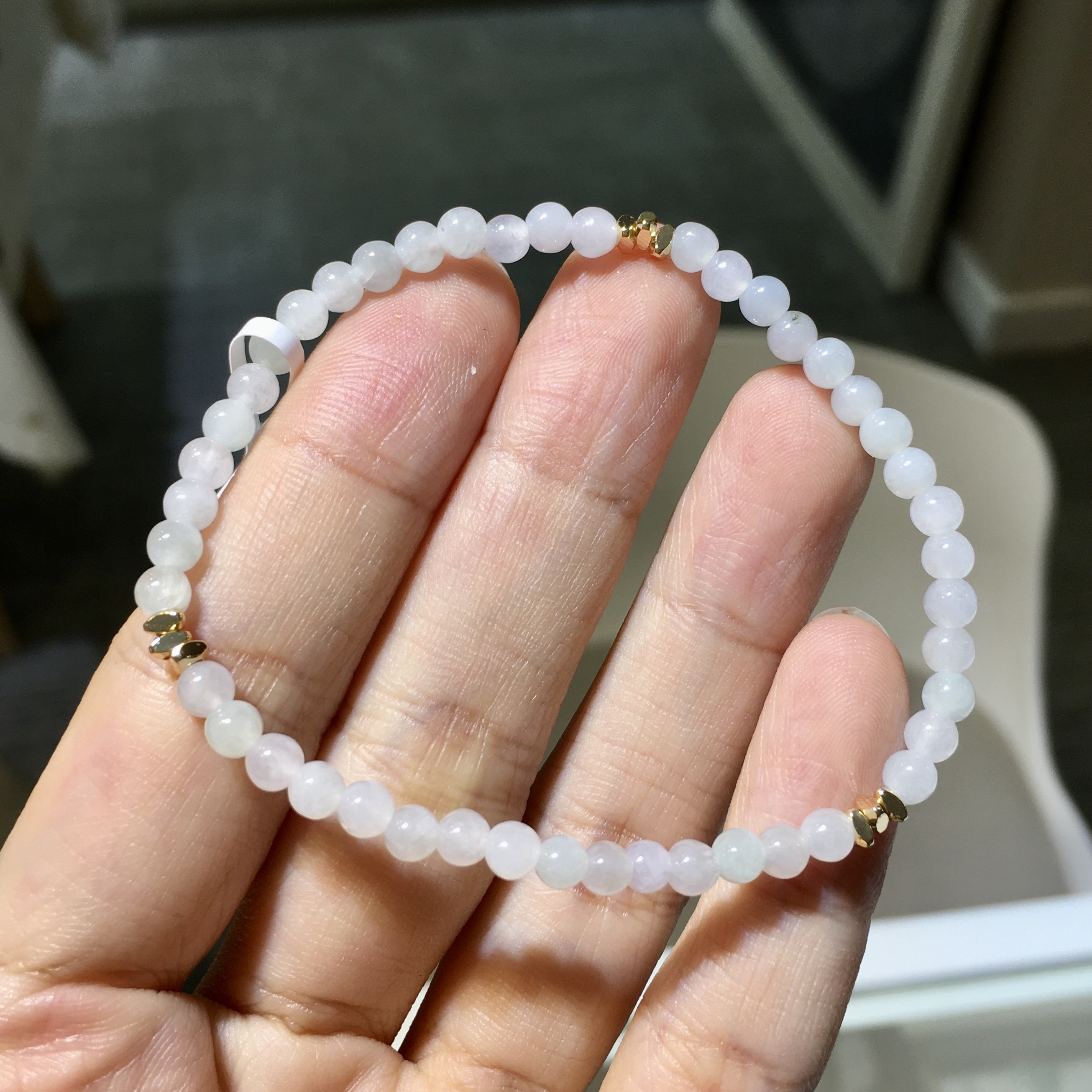 白玉翡翠手串 4mm (004)