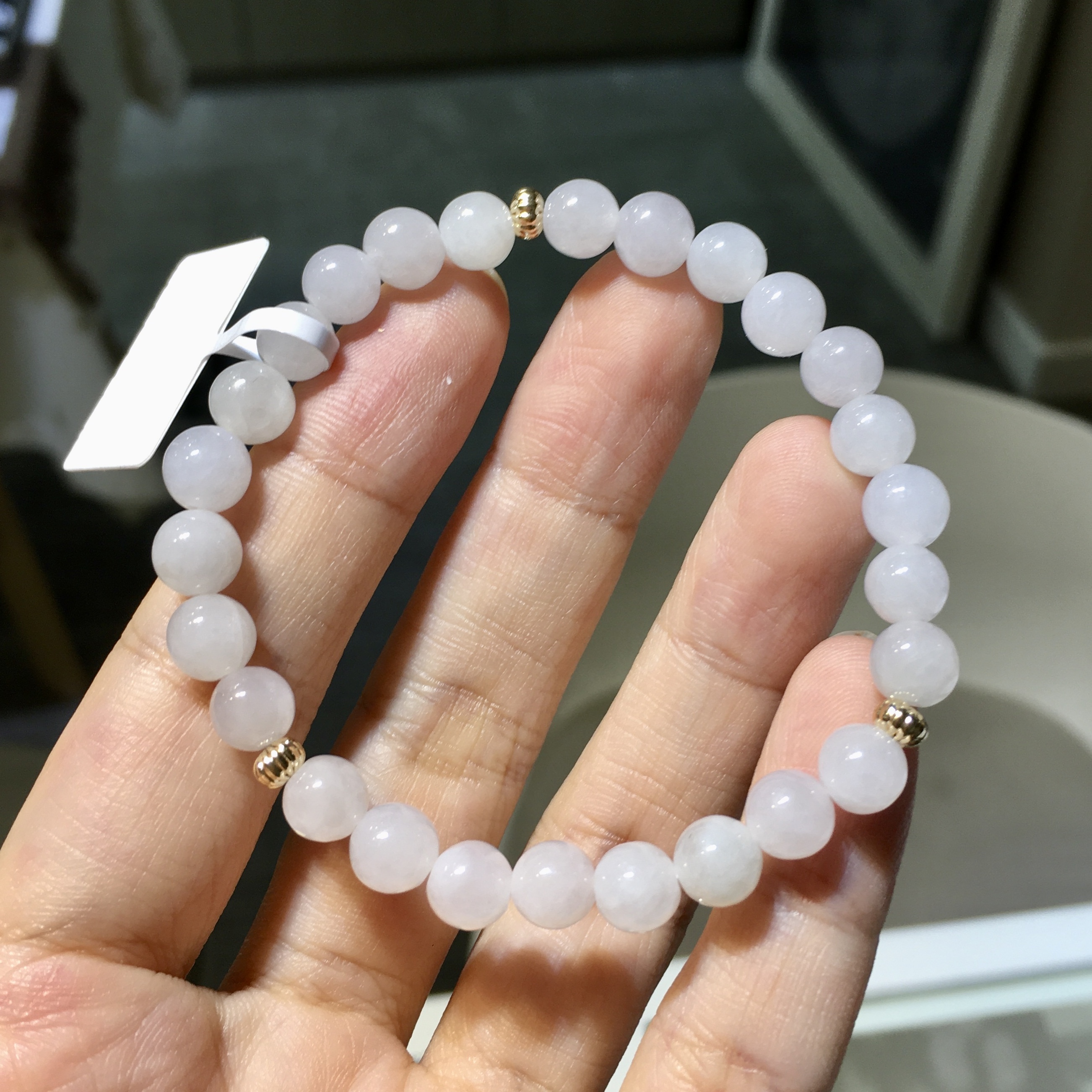 白玉翡翠手串 7mm (051)