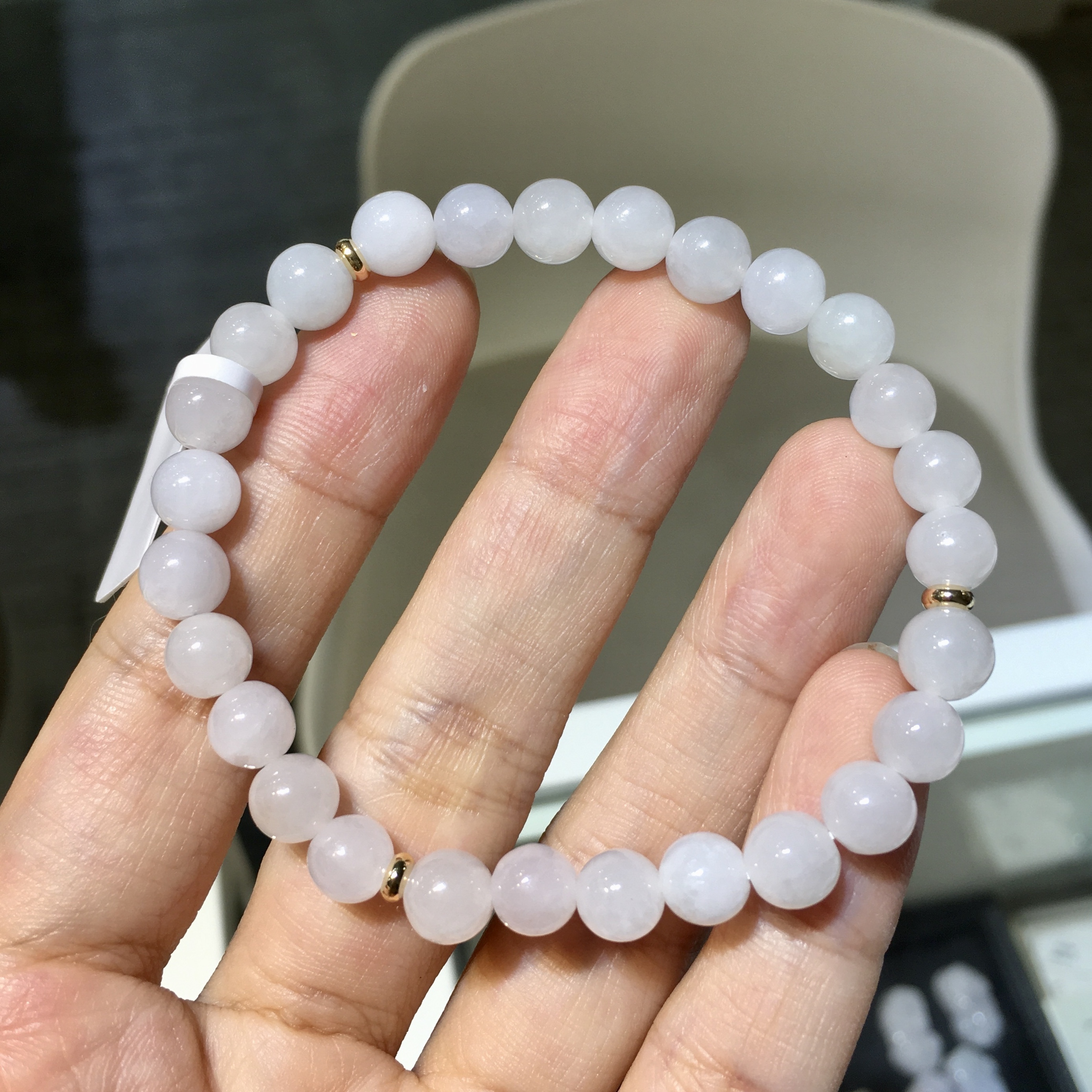 白玉翡翠手串 7mm (052)