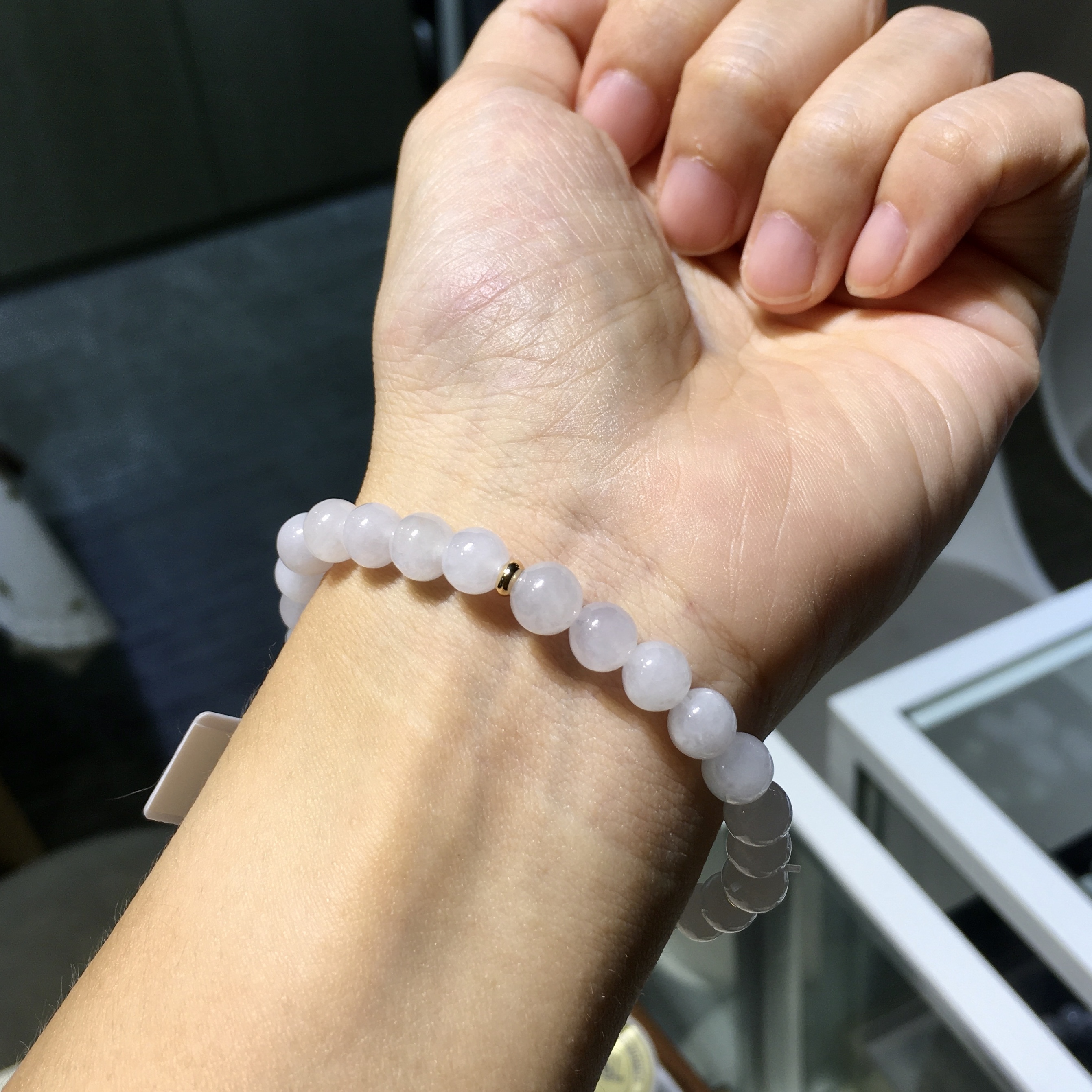 白玉翡翠手串 7mm (052)