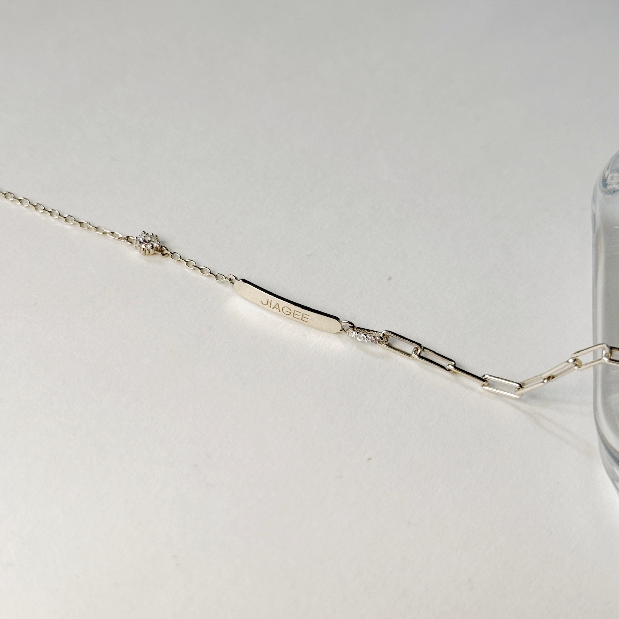 14K設計款真鑽刻字手鍊(加鑽)