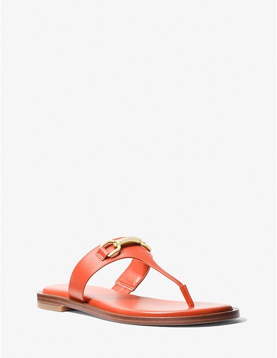 [S] MICHAEL KORS RED CLAY CARSON FLAT THONG LEATHER, 49S5CRFA1L-RED CLAY (SMK1277)