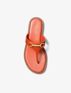 [S] MICHAEL KORS RED CLAY CARSON FLAT THONG LEATHER, 49S5CRFA1L-RED CLAY (SMK1277)