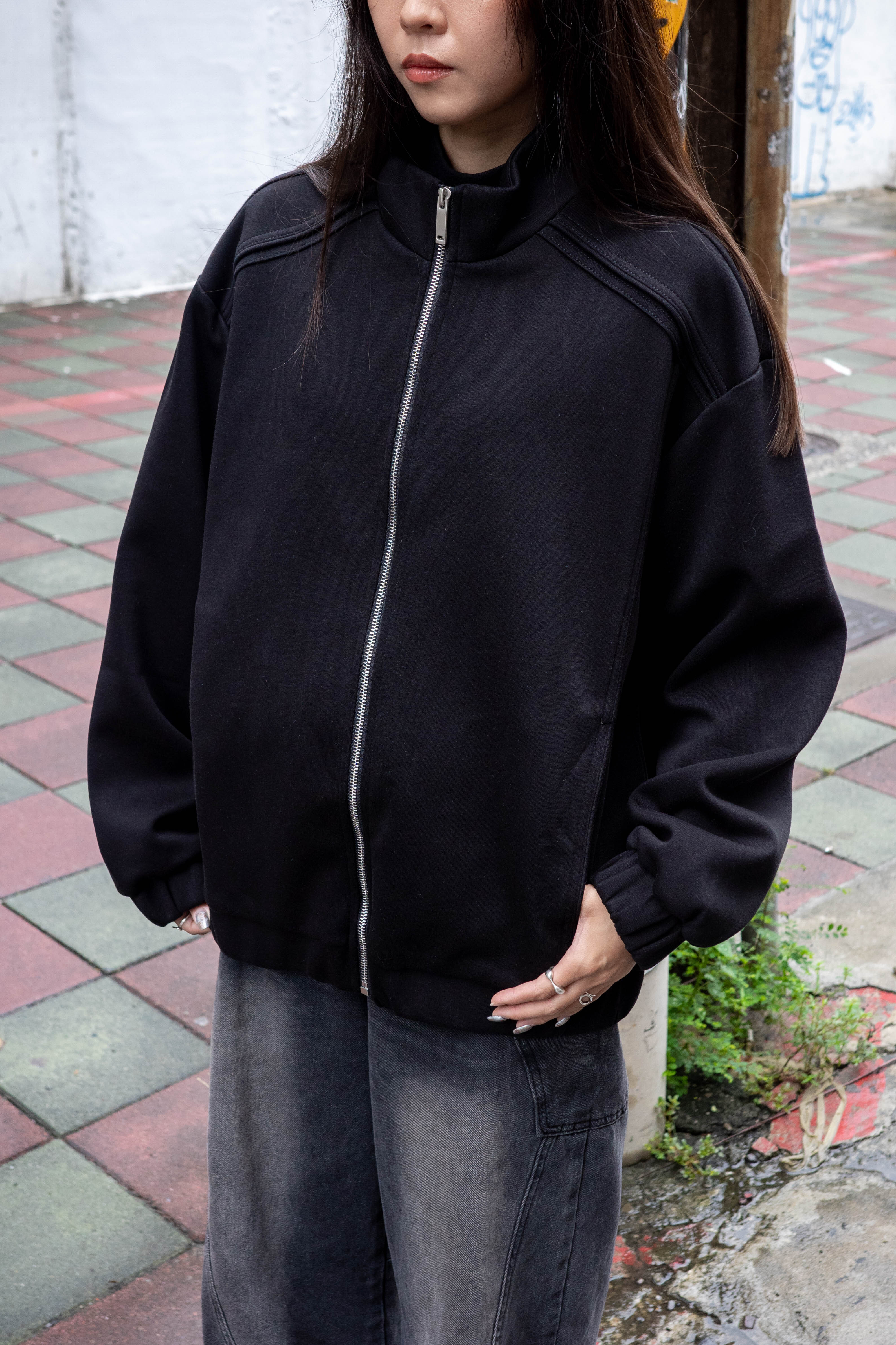 立領 拉鍊 壓紋 解構外套 z5156 zoewatson