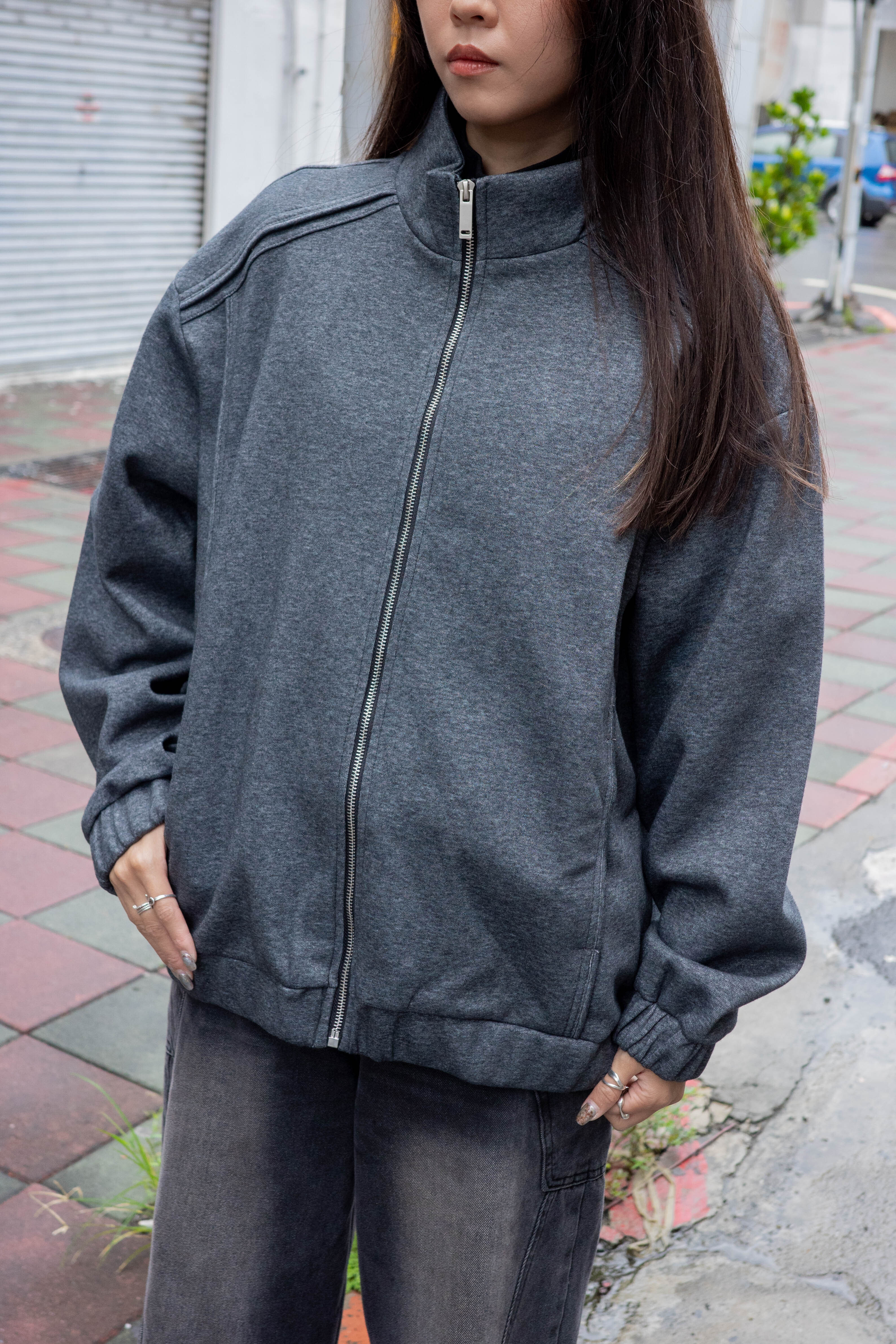 立領 拉鍊 壓紋 解構外套 z5156 zoewatson