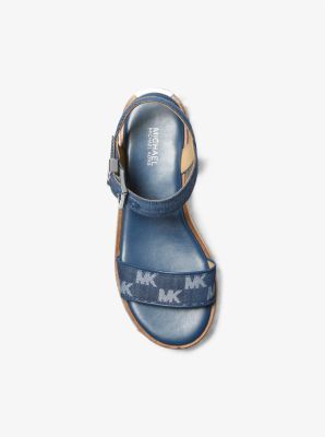 [S] MICHAEL KORS MEDIUM DENIM RICHIE LOGO JACQUARD ESPADRILLE SANDAL, 49T5RIFP1Y-MEDIUM DENIM (SMK1304)