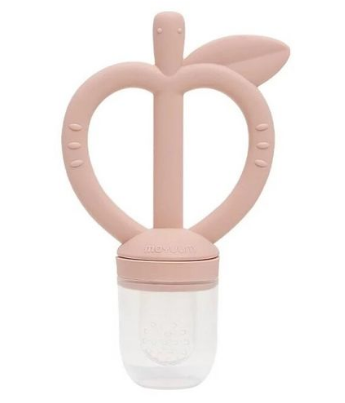 MOYUUM- 白金矽膠蘋果型手環式嬰兒牙膠及水果嘴嚼訓練器(粉紅色）