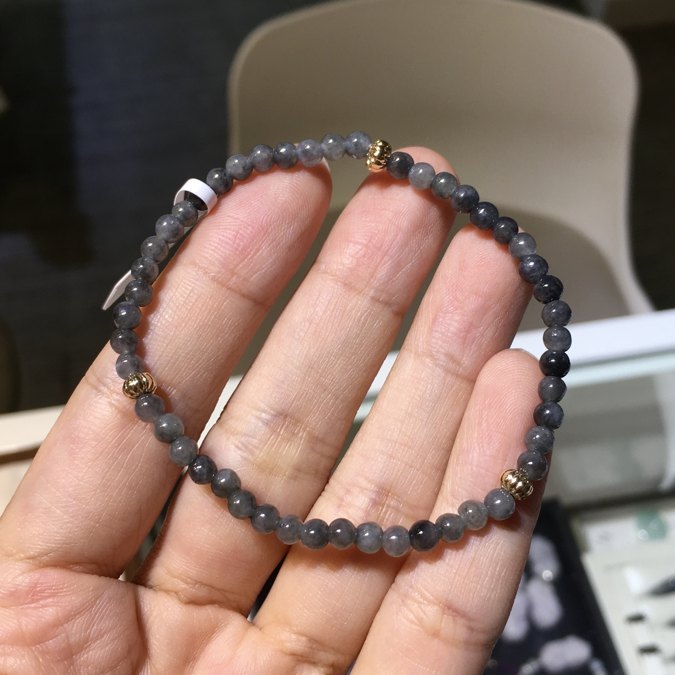 黑翡翠手串 3.9mm (020)