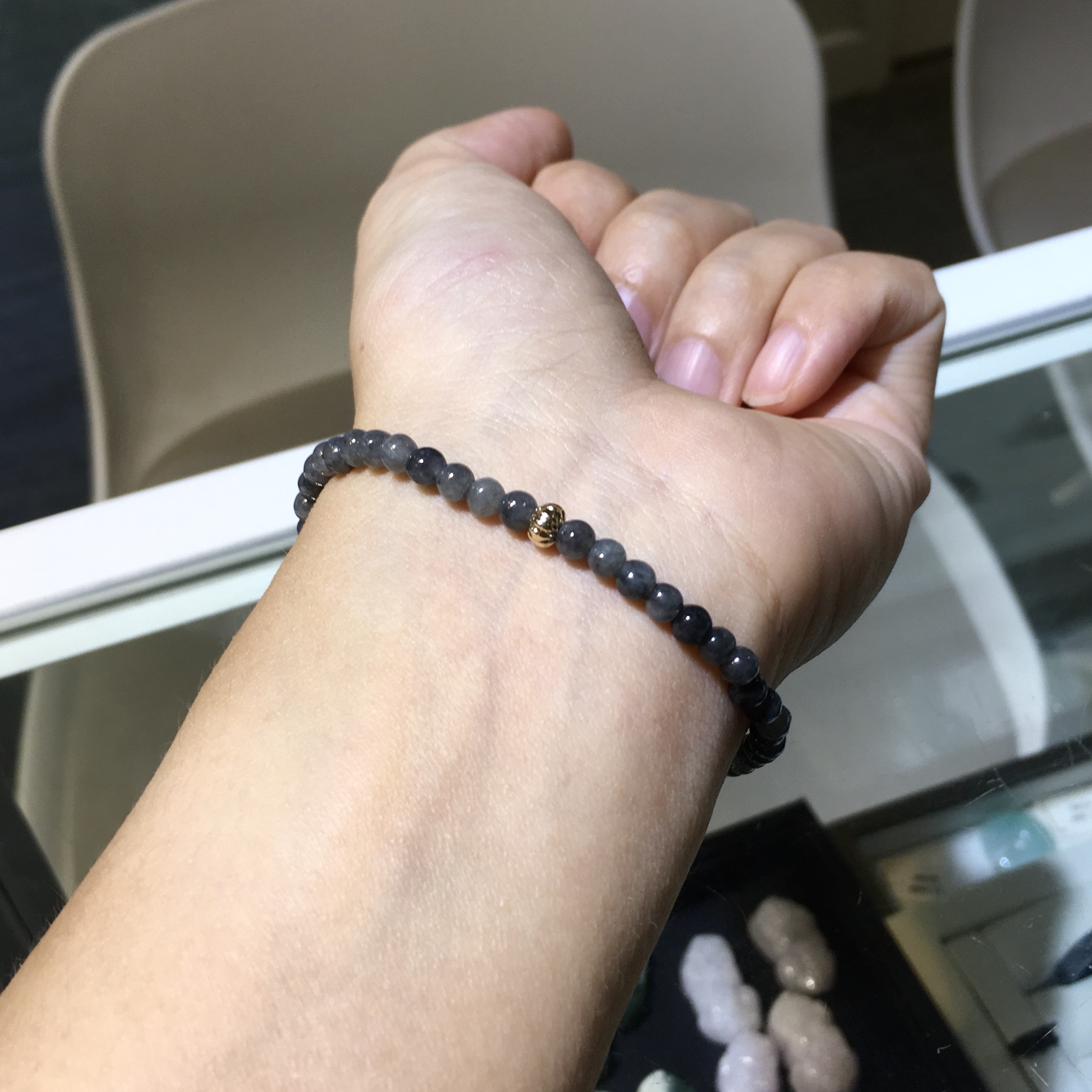 黑翡翠手串 3.9mm (020)