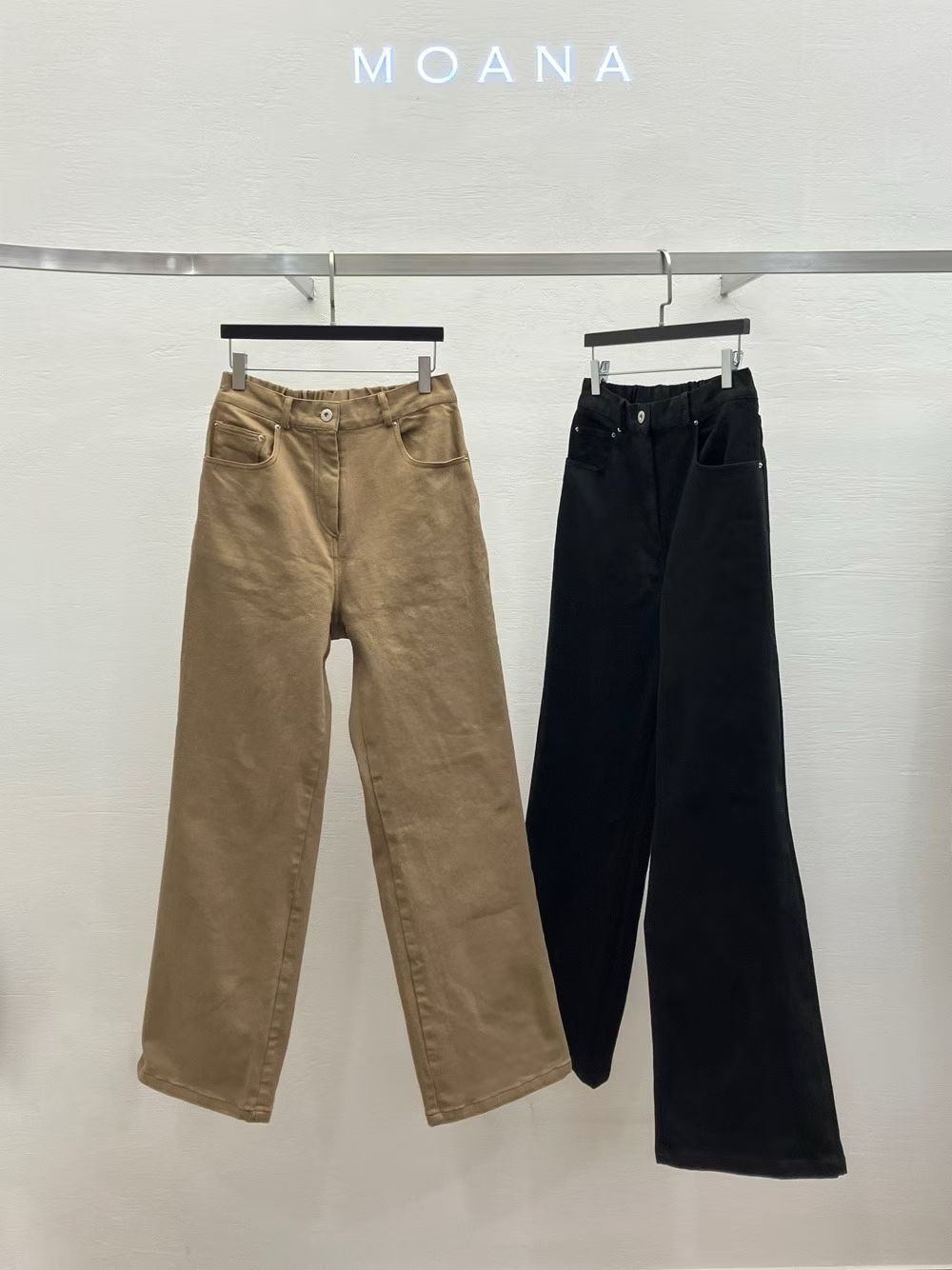 MK5019 扯布料後橡筋直筒長褲 *特價* (優惠碼同充值購物金不適用)