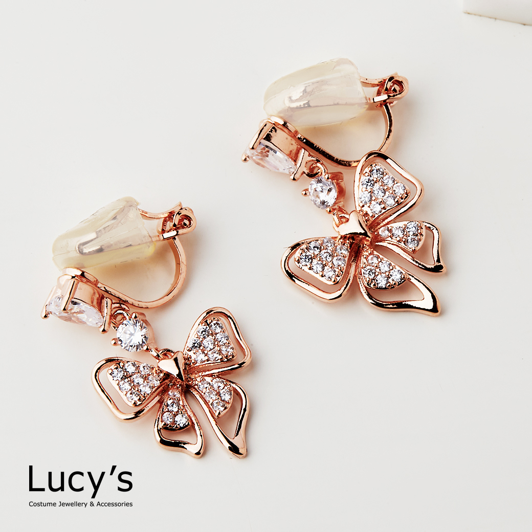 愛戀蝴蝶結 夾式耳環 (三色) (124100/124101/124102)