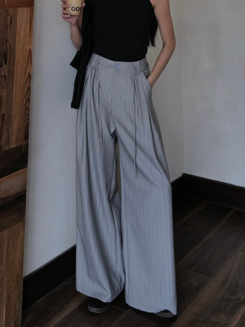 西裝條紋寬褲*2色