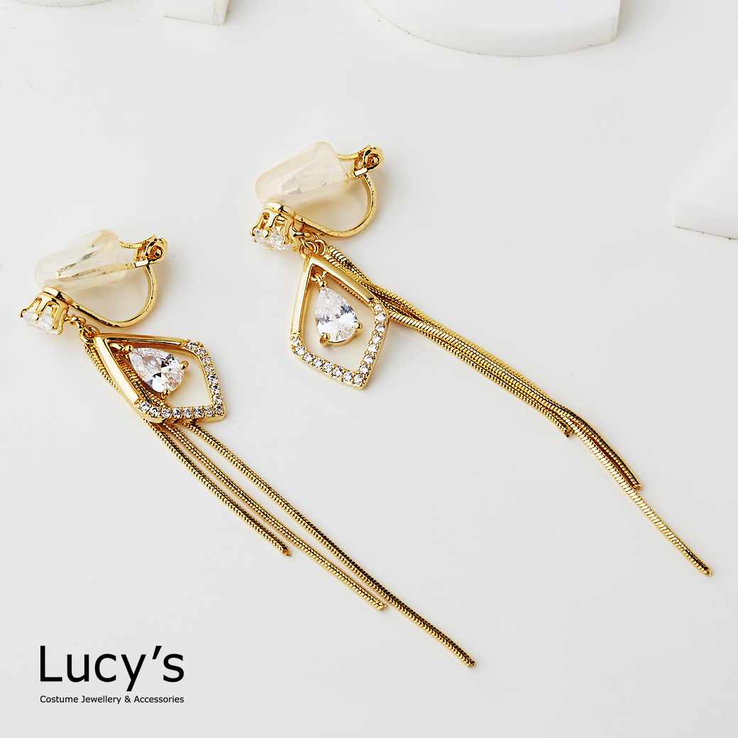 水韻流蘇 夾式耳環 (三色) (123414/123415/123416)