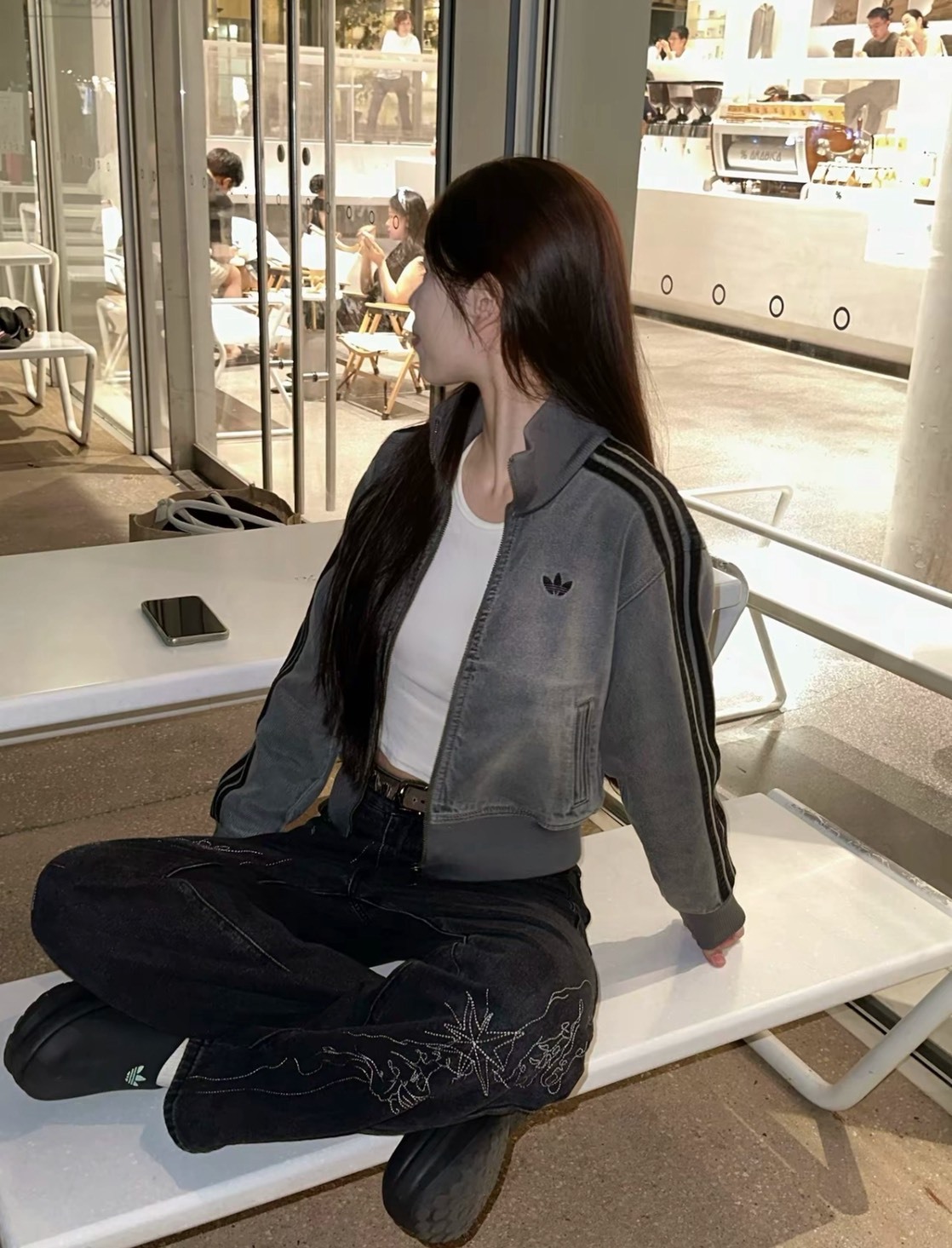 Adidas Originals Adicolor 水洗灰 丹寧運動外套 女款 三葉草 JY2564