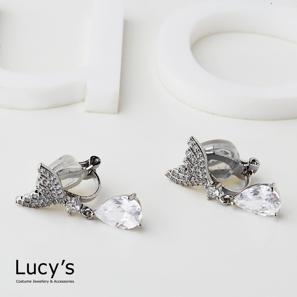 人魚之淚 夾式耳環 (三色) (124129/124130/124131)