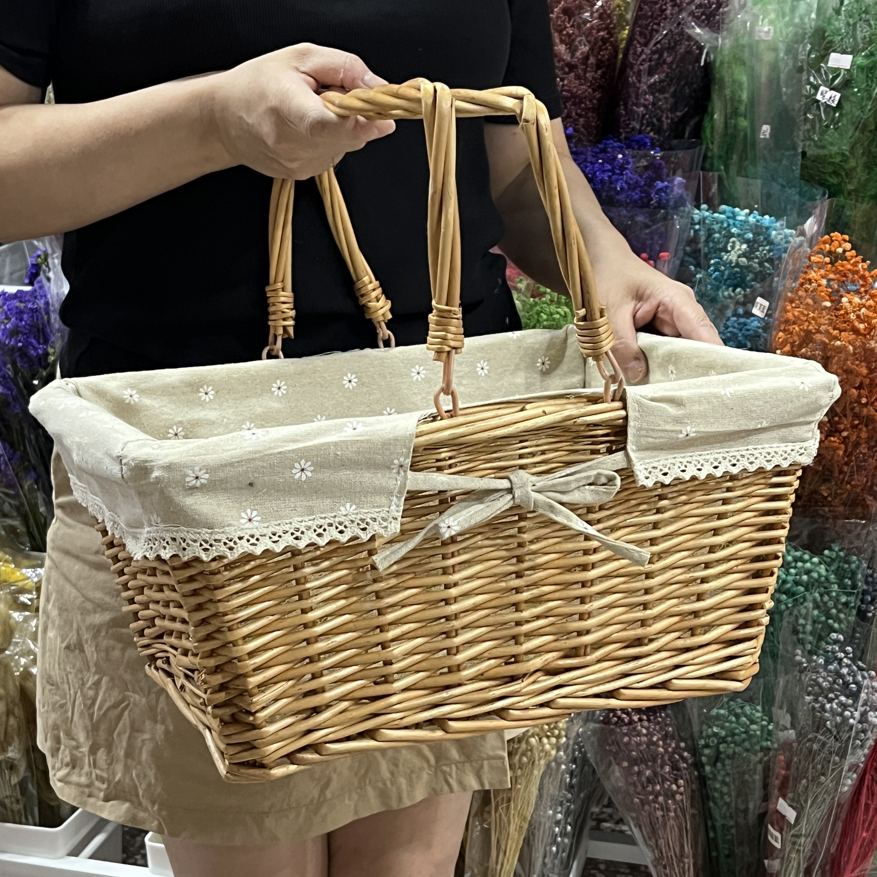 【台灣現貨速發】野餐籃 提籃 草籃 籃子花器｜二手｜鄉村風 野餐 野餐提籃