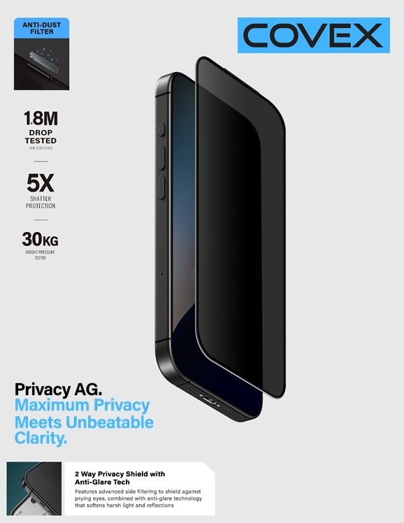 UNIQ-OPTIX Covex™ Privacy AG iPhone 17 防眩光防窺螢幕保護貼
