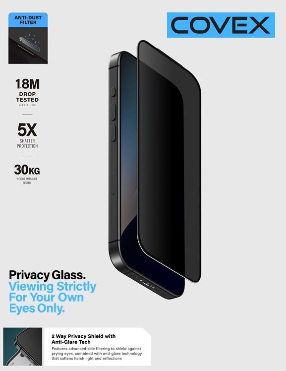 UNIQ-OPTIX Covex™ Privacy  iPhone 17 雙向防窺螢幕保護貼