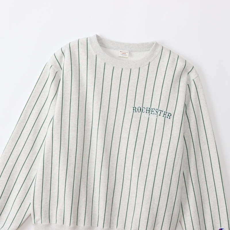 男款-CASUAL 條紋刺繡條紋印花衛衣-灰色/綠條紋（C3-C006-810）