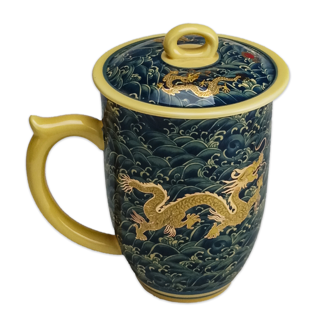 富貴金龍特大蓋杯組推薦｜龍紋陶瓷茶具 尊貴收藏送禮首選