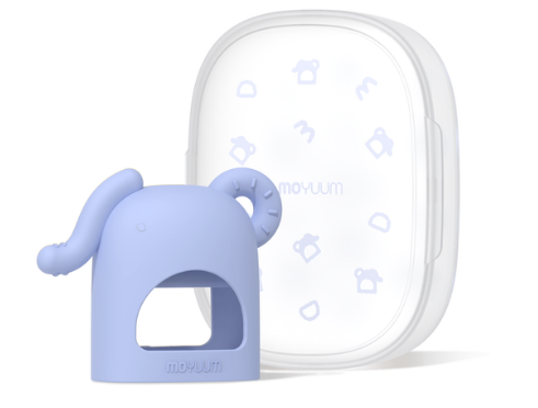 MOYUUM- 白金矽膠大象型手環式嬰兒牙膠連盒 (藍色)