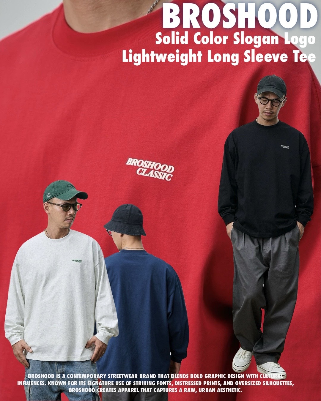 #預購 BROSHOOD 25AW 簡約寬鬆 小標基礎薄長踢 六色