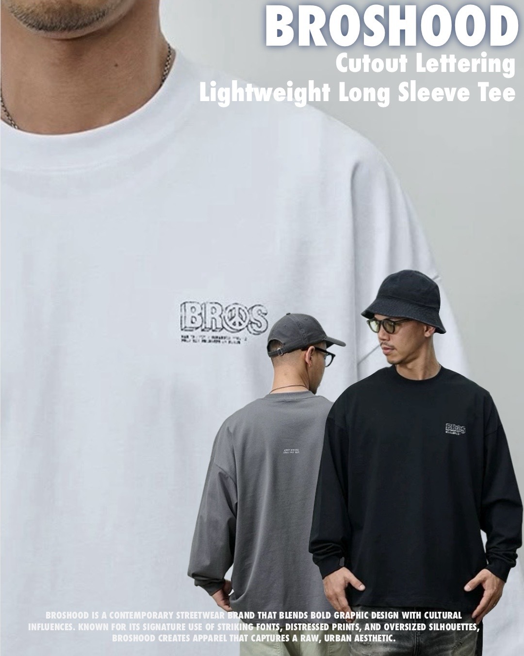 #預購 BROSHOOD 25AW 寬鬆 簍空LOGO 薄長踢 四色