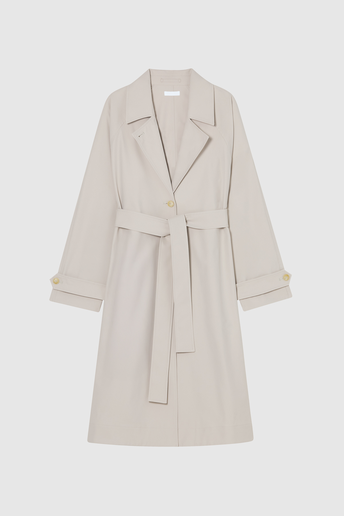 AVENUE 寬鬆長版風衣外套（淺灰）