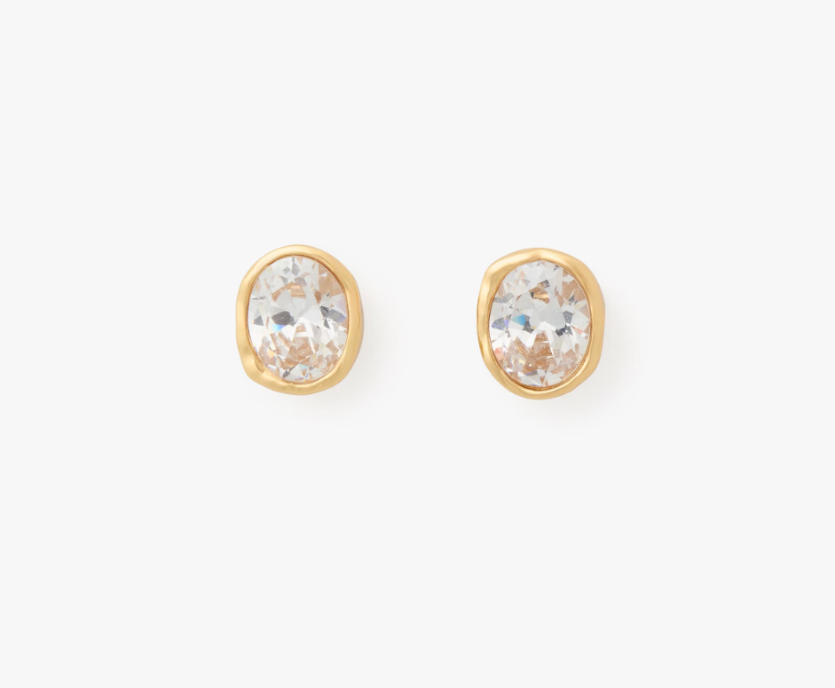 [S] KATE SPADE CLEAR/GOLD KL663 HIGH SHINE EARRINGS, 196021628139 (SKS1673)