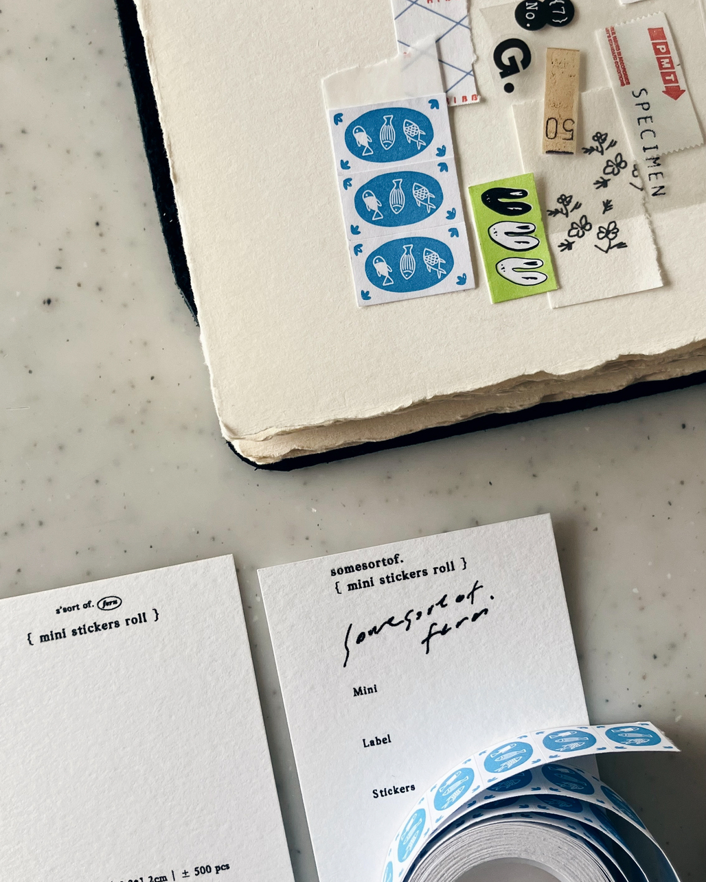 羊君．小魚 𝐦𝐢𝐧𝐢 𝐟𝐢𝐬𝐡𝐞𝐬 標籤機貼紙膠帶捲 <整捲/分裝>